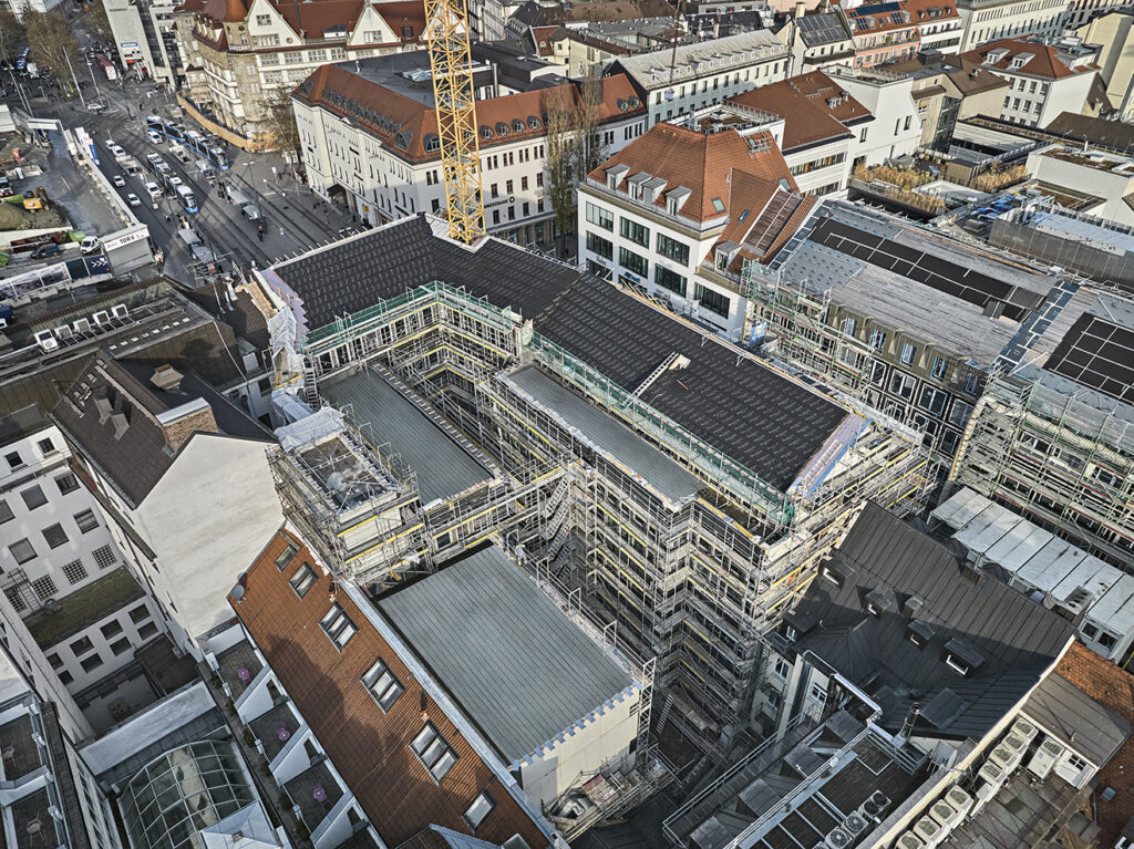 Vogelperspektive auf das Areal des b.munich