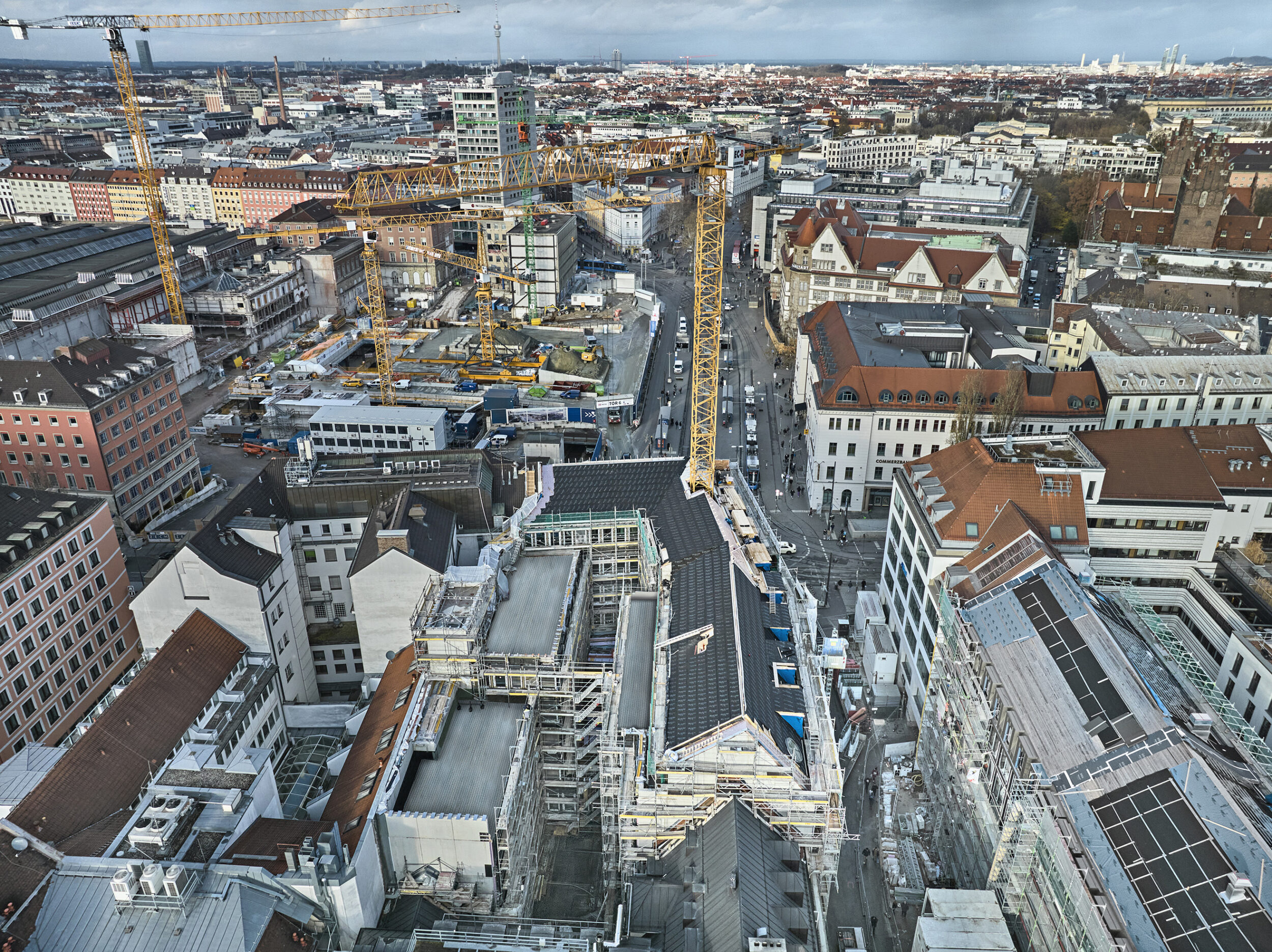 Vogelperspektive auf das Areal des b.munich