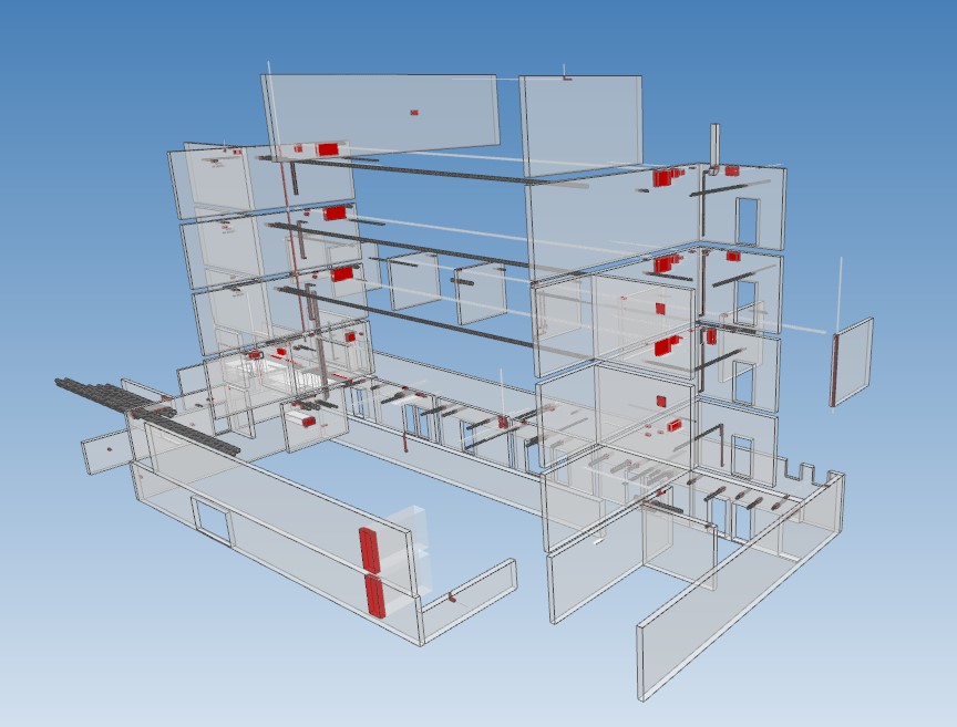 BIM-Anwendungsfall Kollisionsprüfung Tragwerlsüöanung mit ELT und HLSK